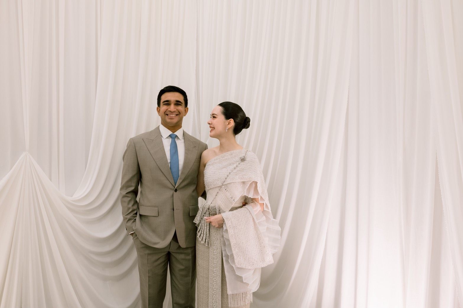 Chacha and Dave wide ceremony moment