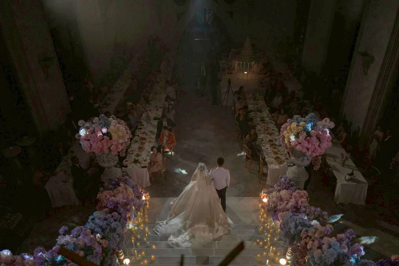 Wedding ceremony inside the chapel at the Nan & Big celebration in Bangkok